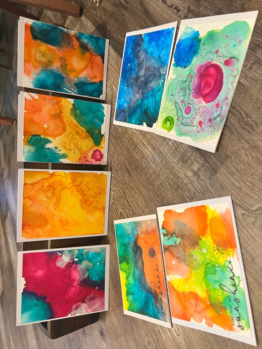 Handmade Abstract Watercolor Greeting Cards - Multicolor